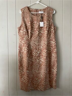 NWT Calvin Klein Sleeveless Dress Tortoise Safari Dress New Animal Print Size 14